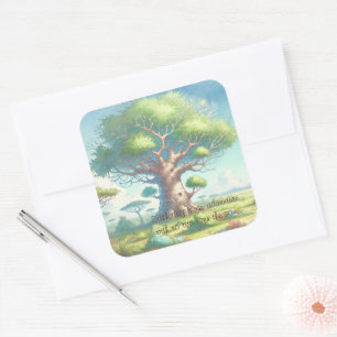 Baobab Tree & Quote	 Square Sticker