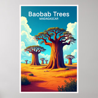 Baobab Trees Madagascar Travel Poster