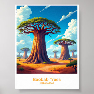 Baobab Trees of Madagascar Landscape Art Poster