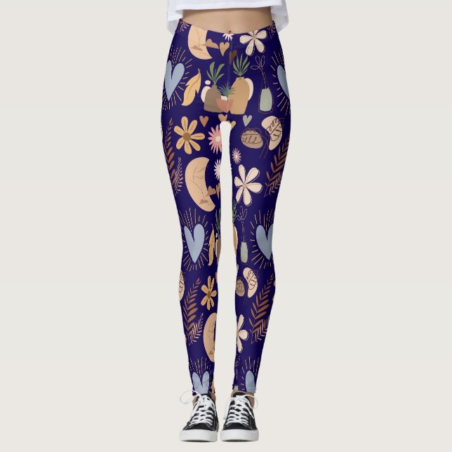 BAPAA1 - BOHO Aesthetic Pattern A12.DPurple BG Leggings (Front)
