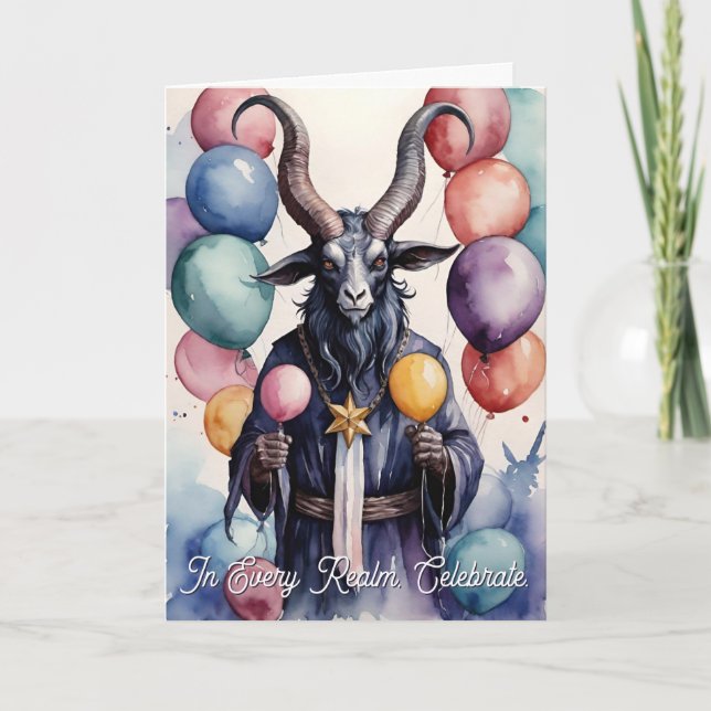 Baphomet Birthday Balloons & Gifts Gothic Card (Front)