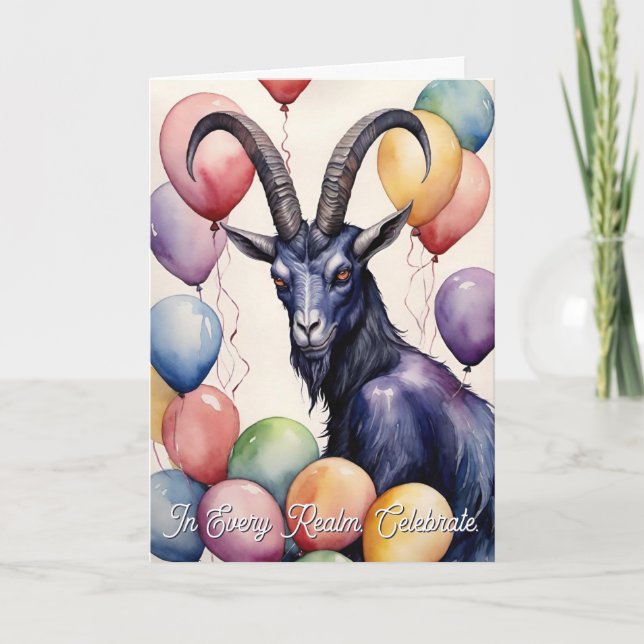 Baphomet Birthday Balloons & Gifts Gothic Card (Front)