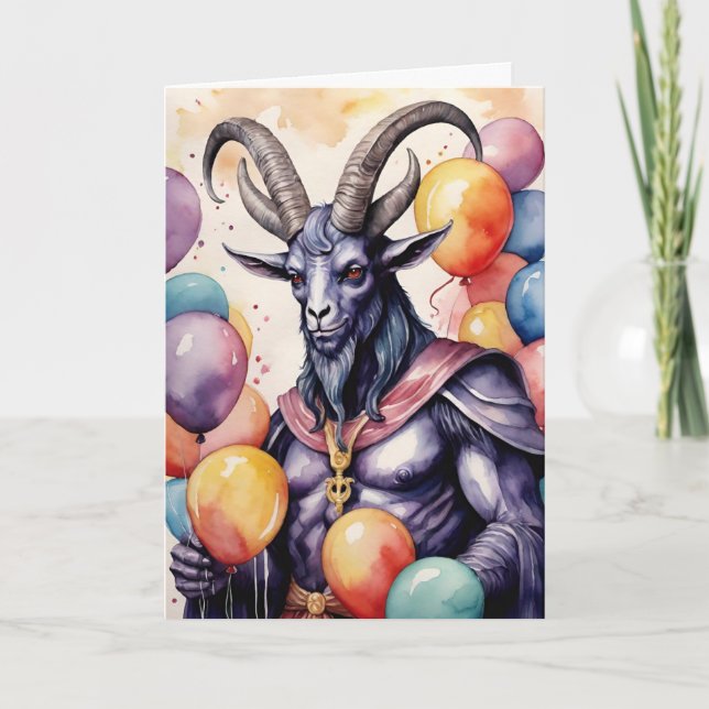 Baphomet Birthday Balloons & Gifts Gothic Card (Front)