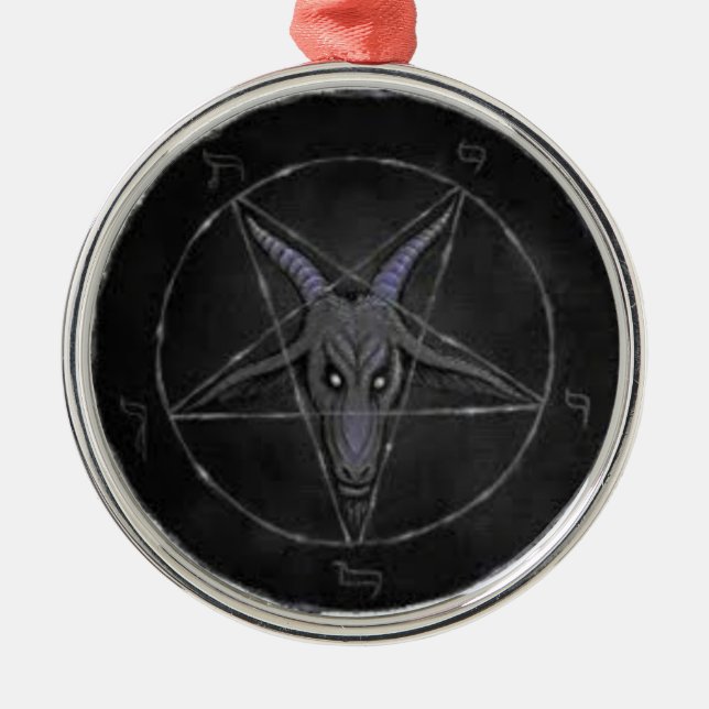 Baphomet Black And Grey Premium Round Ornament (Front)