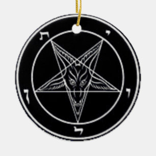 Baphomet Black And White Round Ornament