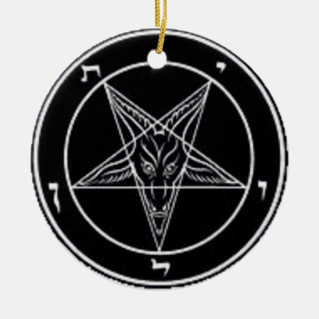 Baphomet Black And White Round Ornament (Front)