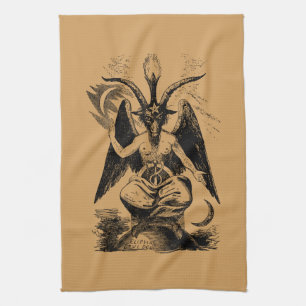 Baphomet - black print tea towel