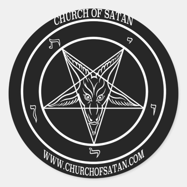 Baphomet Church of Satan name & URL Classic Round Sticker (Front)