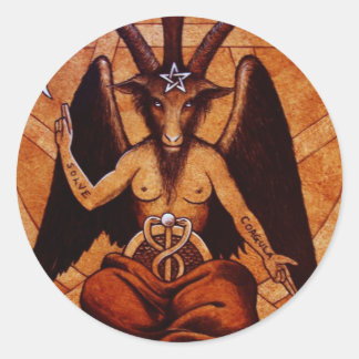 baphomet classic round sticker