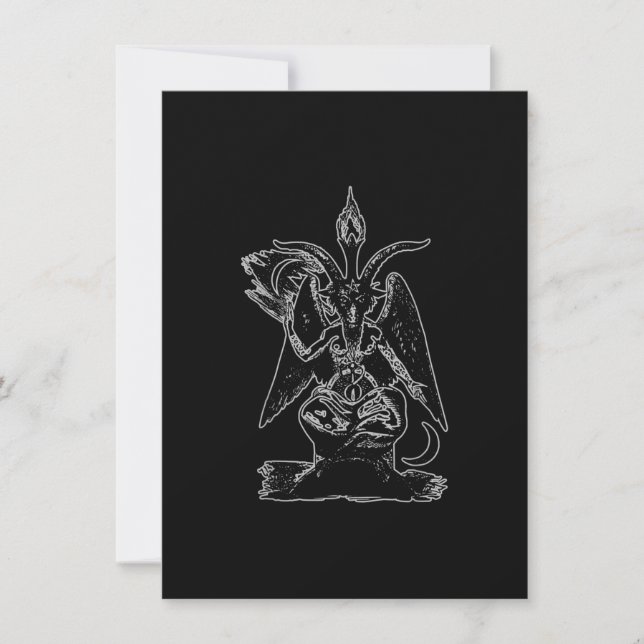 Baphomet Goat Satan Black Magic Lucifer Occult Invitation (Front)