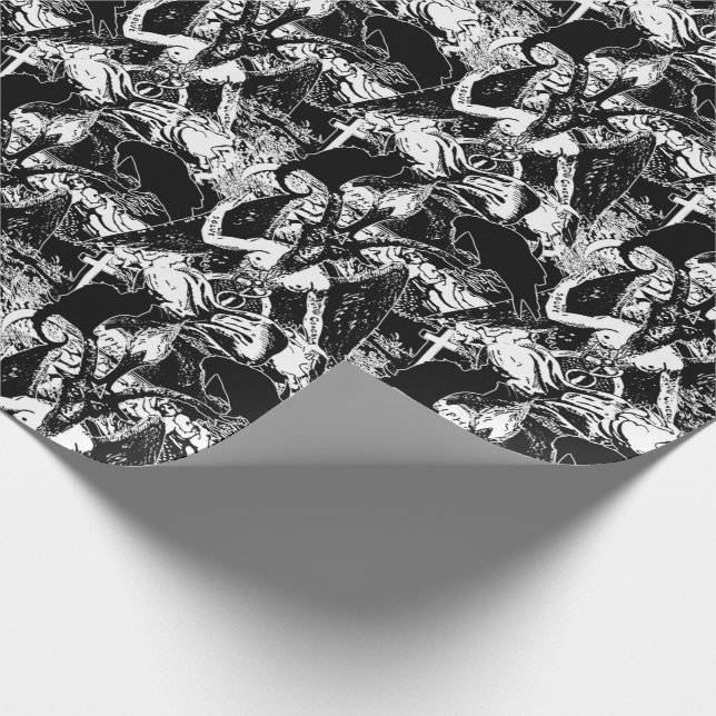 Baphomet Gothic Ravens and Cats Wrapping Paper (Corner)