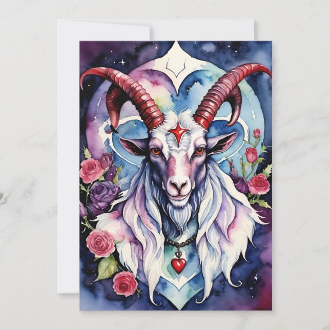 Baphomet Gothic Valentine's Day Every Realm Holiday Card (Front)