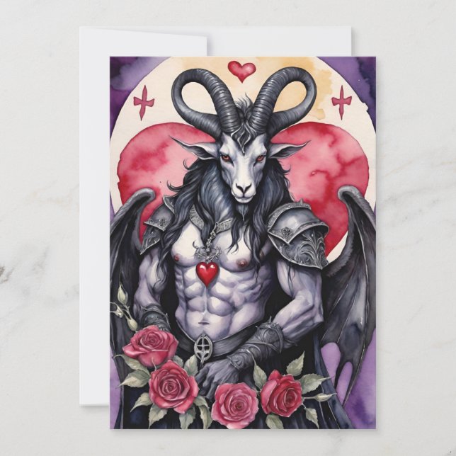 Baphomet Gothic Valentine's Day Love Holiday Card (Front)