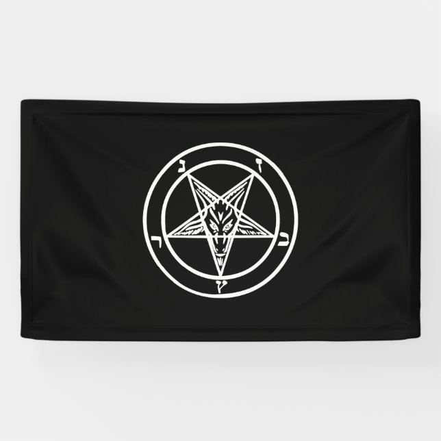 Baphomet Inverted Pentagram Goat Satanic Logo Banner (Horizontal)