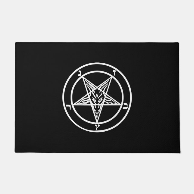 Baphomet Inverted Pentagram Goat Satanic Logo Doormat (Front)