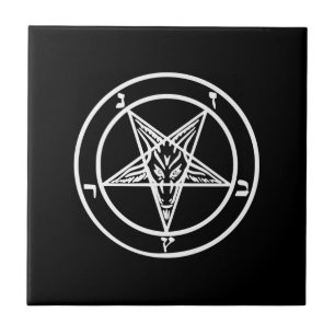 Baphomet Inverted Pentagram Goat Satanic Logo Tile
