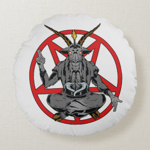 Baphomet King of Hell Round Cushion