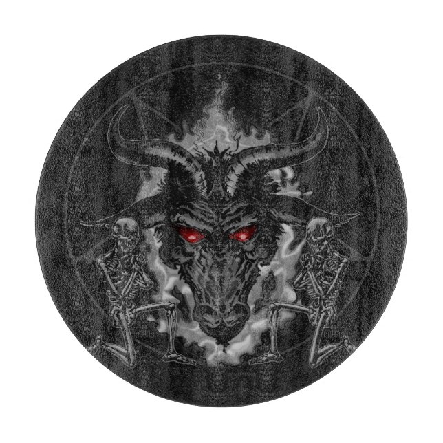 Baphomet Pentagram Black Metal Cutting Board (Front)