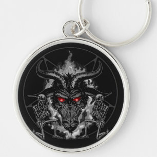 Baphomet Pentagram Black Metal Key Ring
