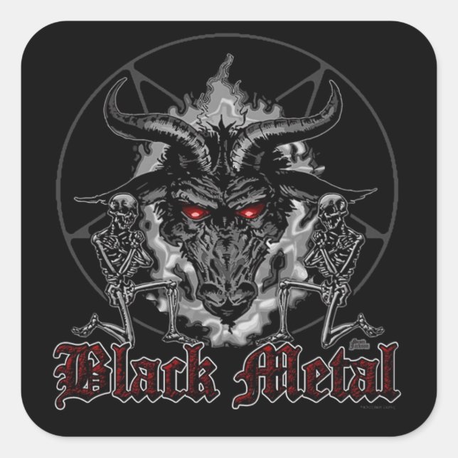 Baphomet Pentagram Black Metal Square Sticker (Front)