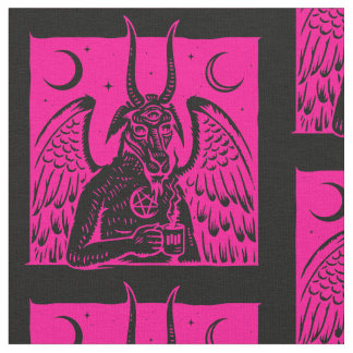baphomet pentagram moon coffee demon hot pink fabric