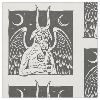 baphomet pentagram moon coffee demon white fabric