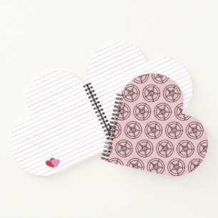 Baphomet Pentagram Pink Heart Shaped Notebook