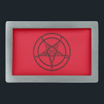 Baphomet Pentagram Satanic  Belt Buckle<br><div class="desc">Belt buckle with a black baphomet pentagram against red.   A perfect satanic belt buckle for any occasion.  Give as a gift to a satanist,  occultist,  witch,  metal head or anyone who is in need of a satanic belt buckle ,  a pentagram belt buckle  or a Baphomet belt buckle.</div>