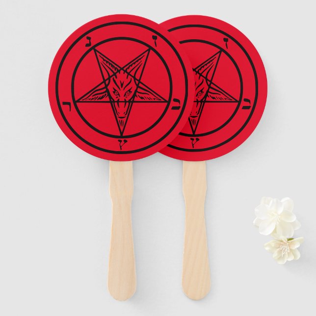 Baphomet Pentagram Satanic  Hand Fan (Front and Back)