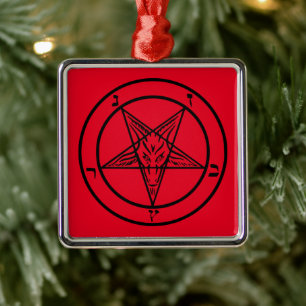 Baphomet Pentagram Satanic Metal Tree Decoration