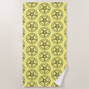 Baphomet Pentagram Yellow Satanic Beach Towel