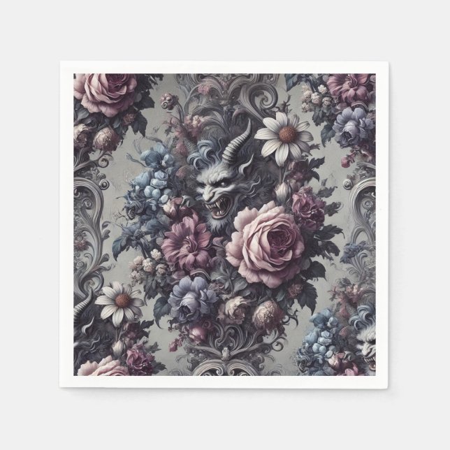 Baphomet’s Bouquet – Gothic Floral Napkin (Front)