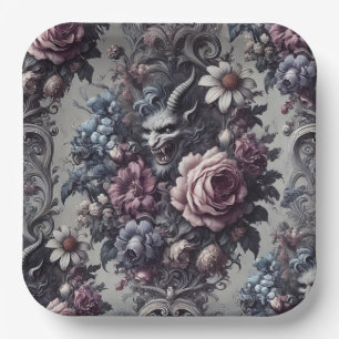 Baphomet’s Bouquet – Gothic Floral Paper Plate