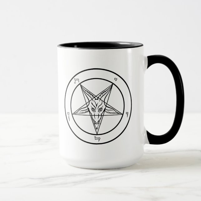 Baphomet ( White)/with Anton LaVey Sigil Mug (Right)