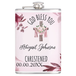 Baptised Christened Name Date God Bless You Custom Hip Flask