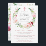 Baptism 1st Birthday Pink Floral Marble Cross Girl Invitation<br><div class="desc">Make your religious event one to remember with this gorgeous Baptism 1st Birthday Pink Floral Marble Cross Girl Invitation. Showcase a beautiful pink cross adorned with peony and rose floral watercolor wreath design, accented with faux carrera marble and hand lettered script typography for an extra special touch. With its charming...</div>