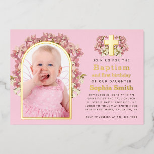 Baptism 1st Birthday Pink Girl Photo Arch Orchids