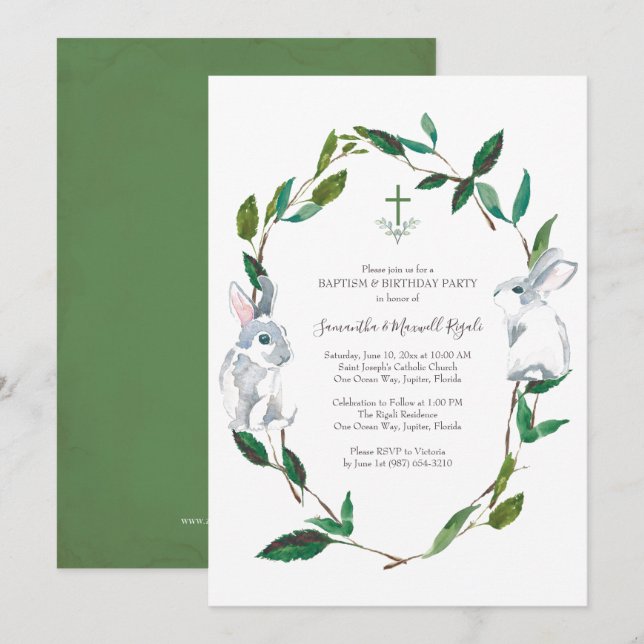 Baptism and Birthday Party Invitation (Front/Back)