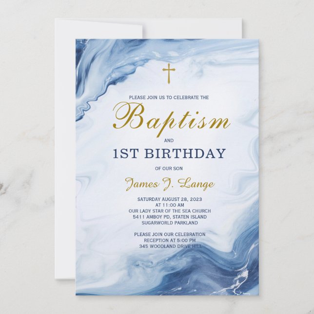 Baptism and First Birthday Invitation Boy (Front)
