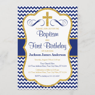 Baptism and First Birthday Invitation for Boys