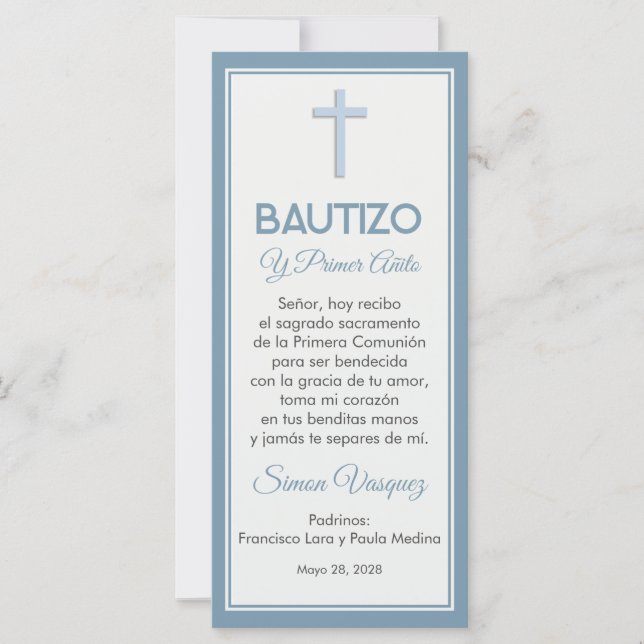 Baptism and First Birthday Minimalist Bookmark (Front)