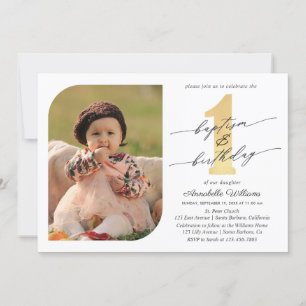 Baptism And First Birthday Photo Invitation