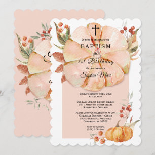 Baptism and First Birthday Pumpkin Girl Invitation