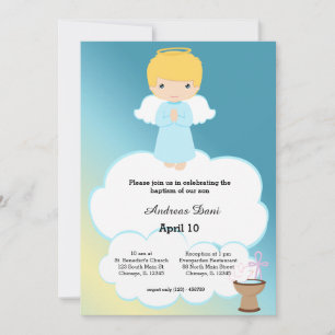 Baptism Angel boy Invitation
