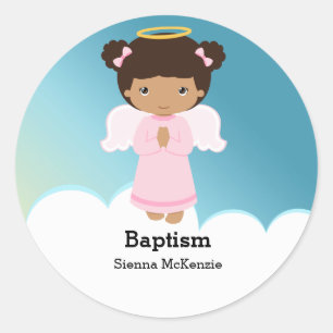 Baptism Angel Girl Classic Round Sticker