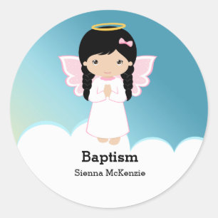 Baptism Angel Girl Classic Round Sticker