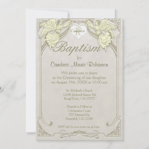 Baptism   Angel Monogram Invitation