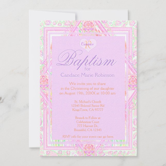 Baptism | Angel Monogram Invitation (Front)