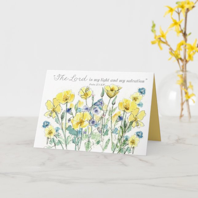 Baptism Anniversary Psalms Scripture Wildflowers Card (Yellow Flower)