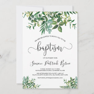Baptism Announcement Greenery Gender Neutral
